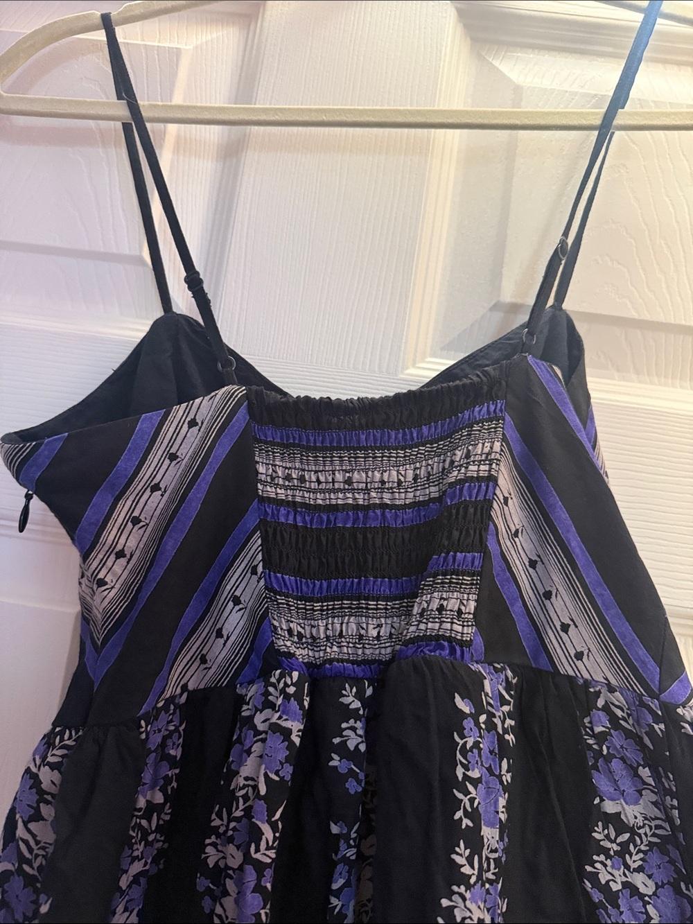 Free People Black and Purple Striped Smocked dress - Picture 5 of 7